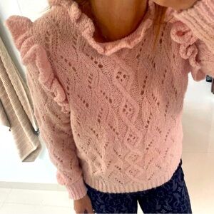 Antik Batik Alpaca wool blend ruffles eyelet sweater